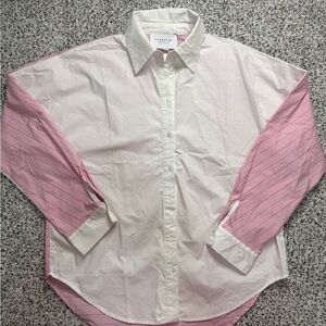 The Shirt by Rochelle Behrens - Pink Striped and White Button-Up